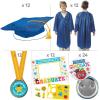 Fun Express Blue Graduation Gown & Cap Set with Awards for 12