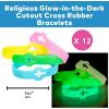 Fun Express Cutout Cross Glow-in-the-Dark Faith Rubber Bracelets Power Bracelets, Party Favors – VBS Vacation Bible School Supplies/Decor 12 pieces