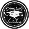 Fun Express Black & White Congrats Grad Paper Dessert Plates – 7.25 inch – Graduation Party Tableware, Perfect for Serving Sweet Treats & Memorable Moments – 25 Pieces – Black