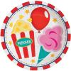Fun Express Carnival Party Popcorn, Balloon, Cotton Candy Paper Dessert Plates – Disposable Print Tableware for Wedding, Birthday and Festivities Graduation Party Supplies – 8 Pieces