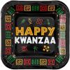 Fun Express Kwanzaa Symbols Square Paper Dessert Plates – Happy Kwanzaa Day Party Supplies Disposable Tableware – Stylish Paper Finish Party Supplies – Kwanzaa Party Tableware – 8 Pieces