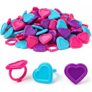 1″ x 1″ Bulk 144 Pc. Valentine’s Day Heart-Shaped Plastic Rings