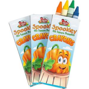 3 1/2″ 4-Color Spookley the Square Pumpkin Crayons – 24 Pieces