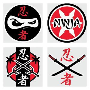 Assorted Red & Black Ninja Temporary Tattoos for Kids, 72 Count, 1.5 Inch, Party Favors for Birthdays, Halloween & School Events