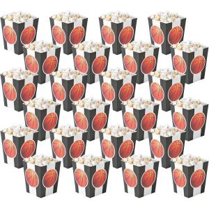Basketball Popcorn Boxes, 24 Pieces, Birthday and Sports Themed Party Supplies