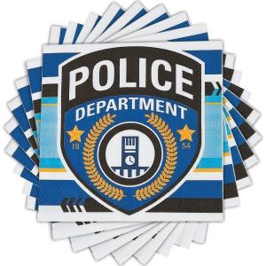 Fun Express – Police Party Lunch Napkins for Birthday – Party Supplies – Print Tableware – Print Napkins – Birthday – 16 Pieces