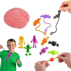 Fun Express 2″ – 7″ Bulk 84 Pieces Halloween Stretchy & Sticky Toy Assortment