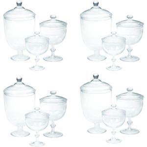 Fun Express Bulk Apothecary Jars, Candy Jars, 12 Pieces, 3 Sizes, Wedding, Reception, Grand Event, Birthday Party Supplies