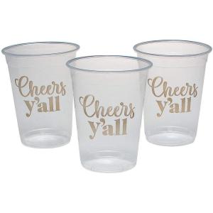 Fun Express Cheers Y’all Plastic Cups – Party Supplies – 50 Pieces