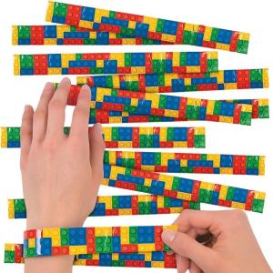Fun Express Color Brick Party Slap Bracelet (set of 12) Party Supplies and Favors(9 1/2″ x 1″)