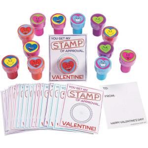 Fun Express Heart Stampers with Stamp of Approval Valentine’s Day Card – Stationery – 24 Pieces