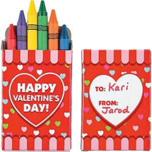 Fun Express Heart-Shaped Valentine Crayons 24 Count – Non-Toxic Multicolor Wax Crayons for Kids Classroom Valentines | Party Favors for Toddler Art & Crafts | Perfect for 2-3 Year Olds Drawing