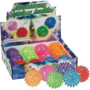 Fun Express Light Up Mini Spike Ball Assortment (Set of 12) Great for giveaways and Party Favors