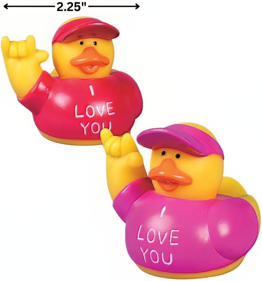 image:imageFun Express I Love You Rubber Ducks Valentines Day Toys Gifts and Giveaways Yellow Red Pink Set of 12