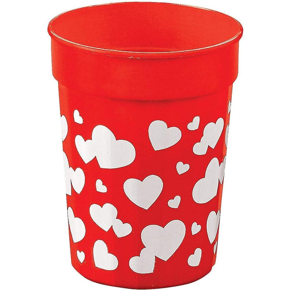 image:imageFun Express Plastic Valentine Heart Tumblers 1 Dozen Valentines Day Party Supplies Favor Cups Red Plastic Cups