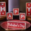 Valentine Tabletop Wooden Blocks Sign – 6 Pieces – Valentine’s Day Home Decor and desk decoration