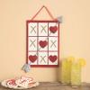 Valentine Tic-Tac-Toe Décor Sign – Valentine’s Day Home Decor – Wood with Ribbon for Hanging