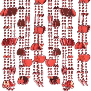 Fun Express – Heart Shape Beaded Necklace for Valentine’s Day – Jewelry – Mardi Gras Beads – 12 Pieces