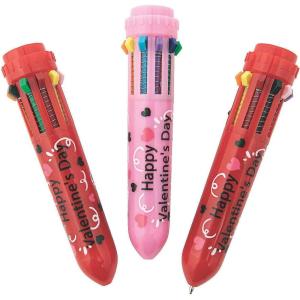 Fun Express 12 Piece Valentine Mini Shuddle Pen, 10 retractable ink colors