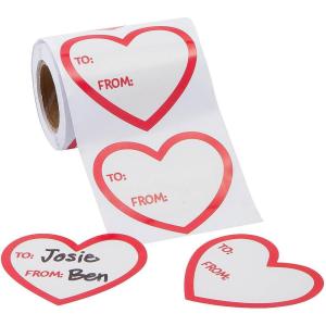 Fun Express 2 1/2″ Valentine’s Day Heart to/from Heart Sticker Roll – 100 Pieces