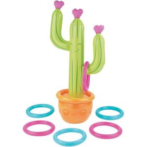 Inflatable Cactus Ring Toss Game with Hearts (Includes 6 Rings and Stands 5 feet Tall) Perfect Valentine’s Day Party Game