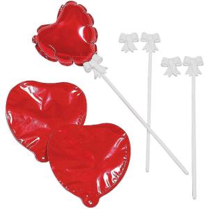 Red Heart Mylar Balloons – set of 12 self inflating balloons – Great Valentine’s Day Supplies