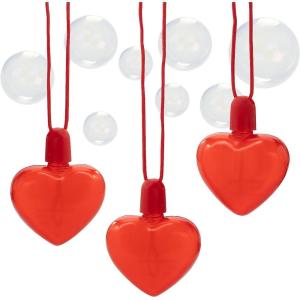Fun Express 2 3/4″ Valentine’s Day Heart Shaped Bubble Bottle Necklaces – 12 Pieces
