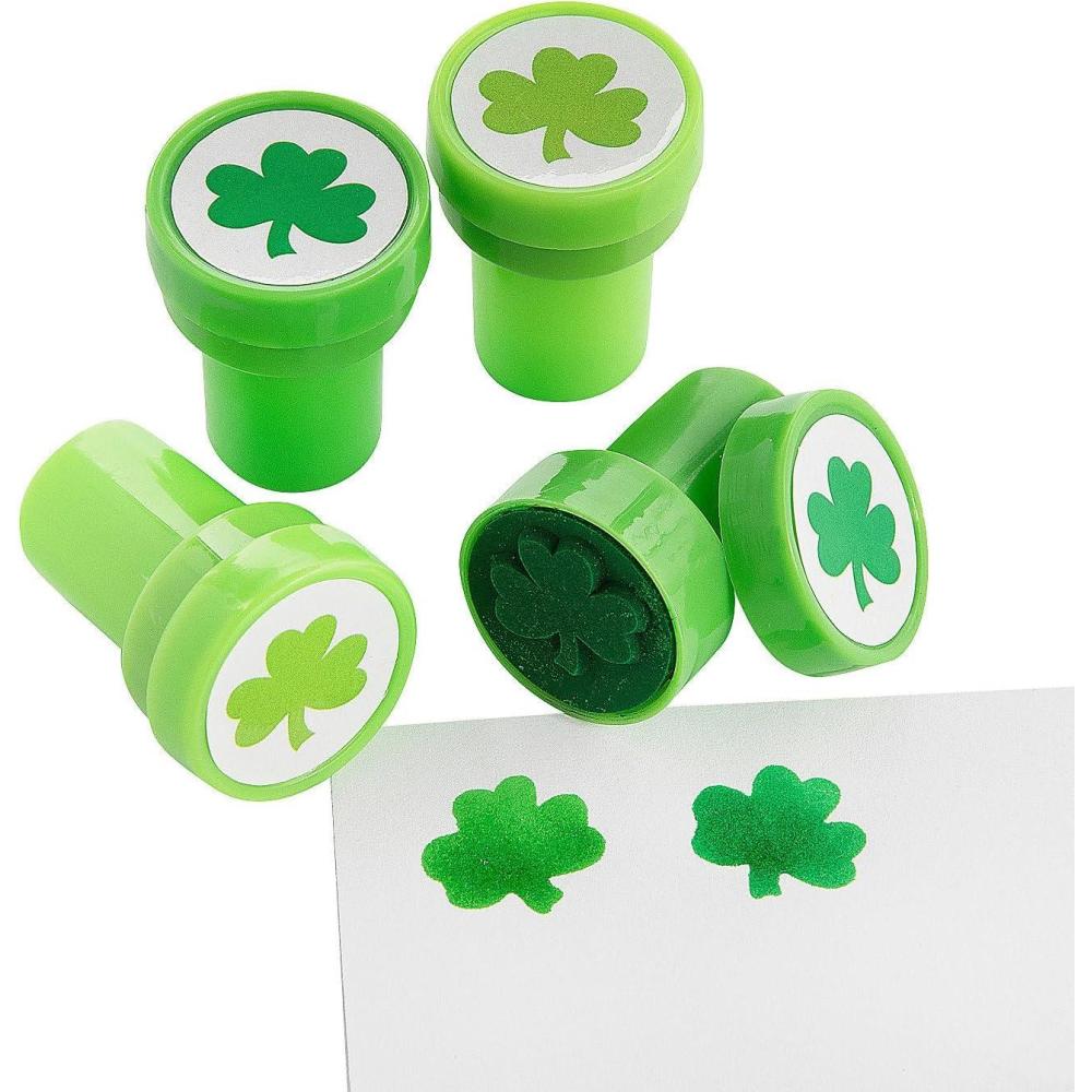 image:imageFun Express 1 12 St Patricks Day Green Shamrock Rubber Stampers 24 Pieces