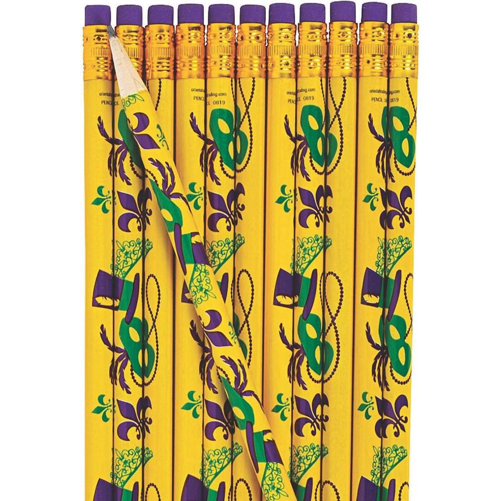 image:imageFun Express Mardi Gras Pencils  Stationery  24 Pieces