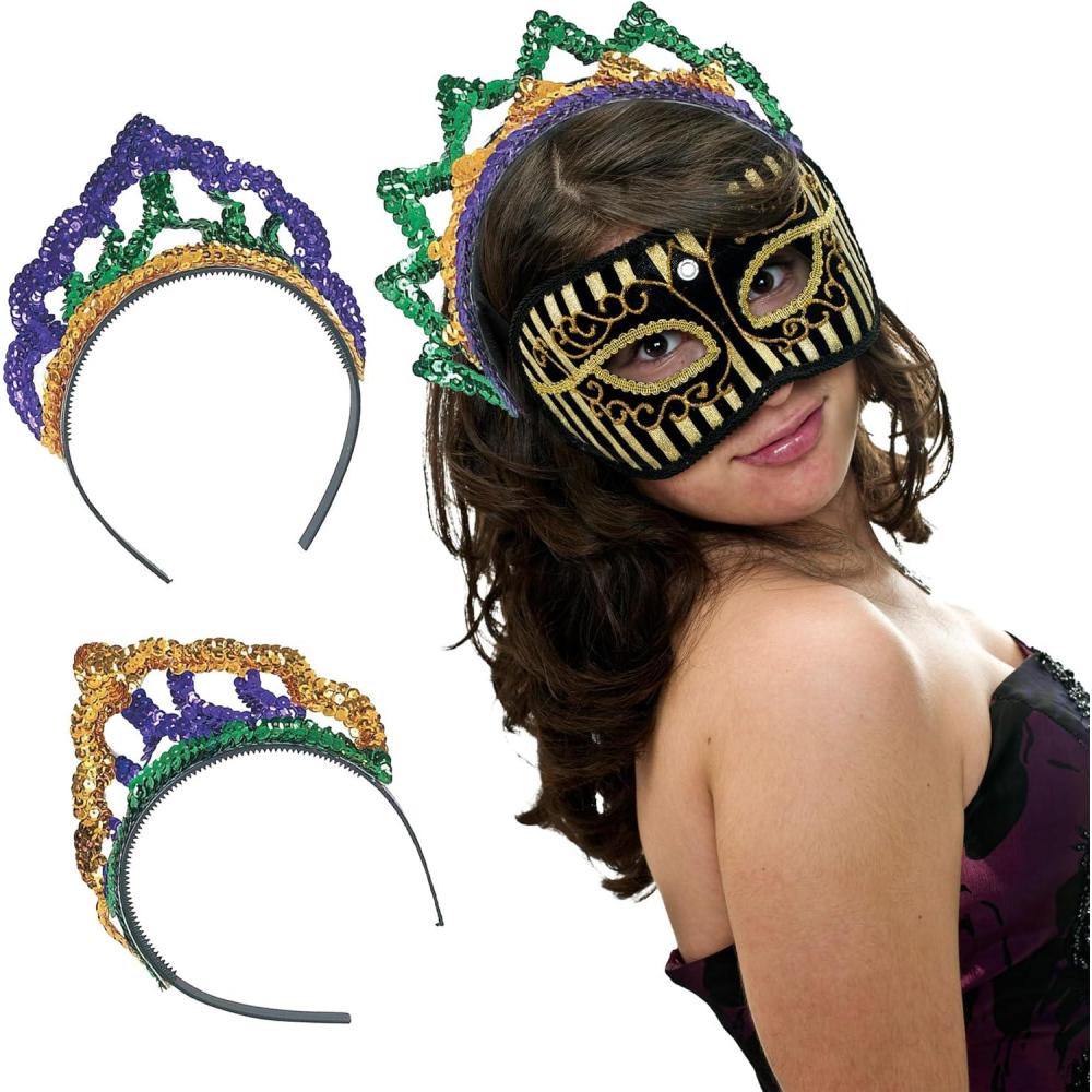 image:imageFun Express Mardi Gras Tiara Princess Crown Assortment  Set of 12  Costume Party Accessories