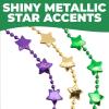 Metallic Mardi Gras Star Beaded Necklaces – 30″ (Pack of 48) – Assorted Beads for Parties, Parades, Celebrations & Festive Events