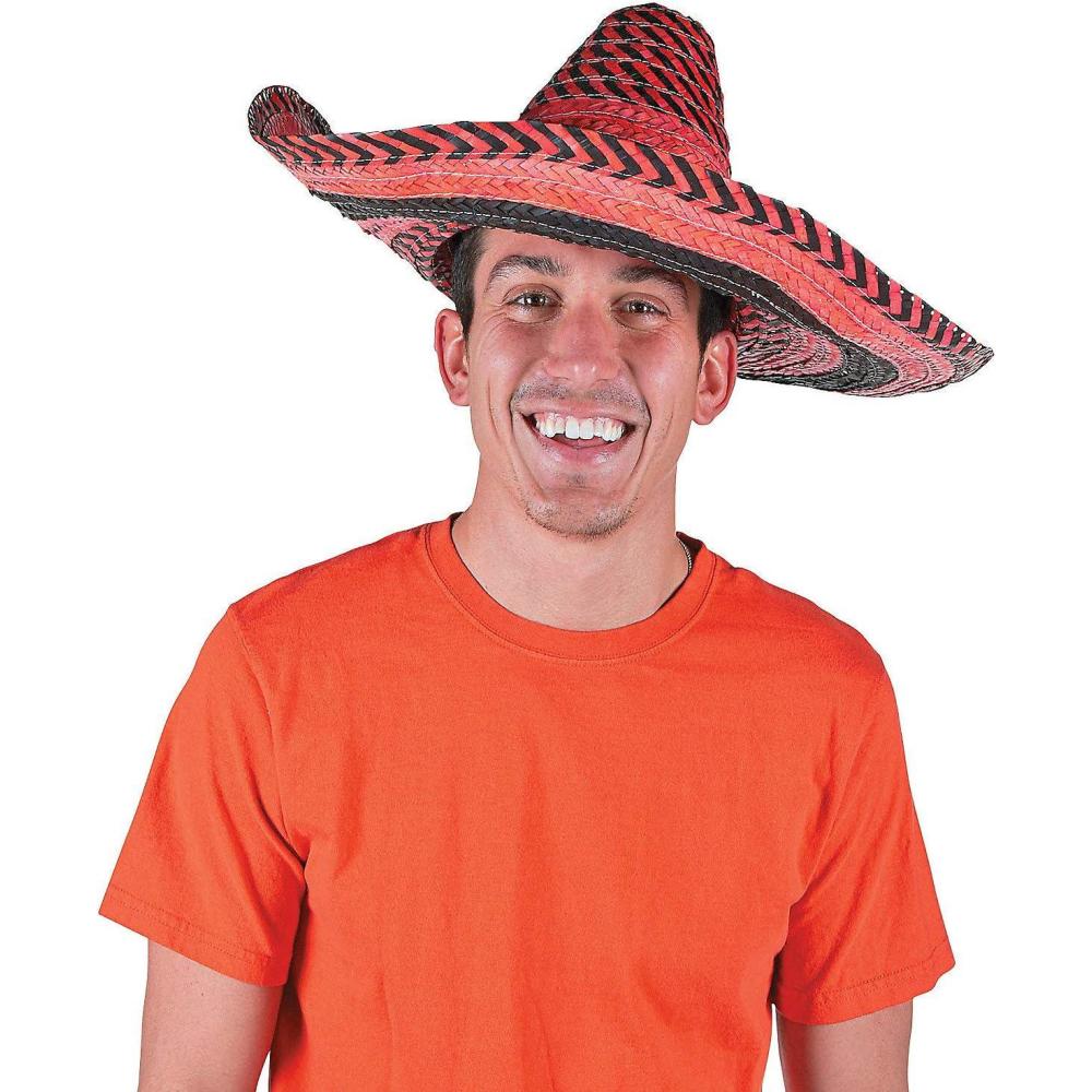 image:imageFun Express Adult Bright Stripe Sombrero Asst for Cinco de Mayo Apparel Accessories Hats Straw Hats Cinco de Mayo 12 Pieces
