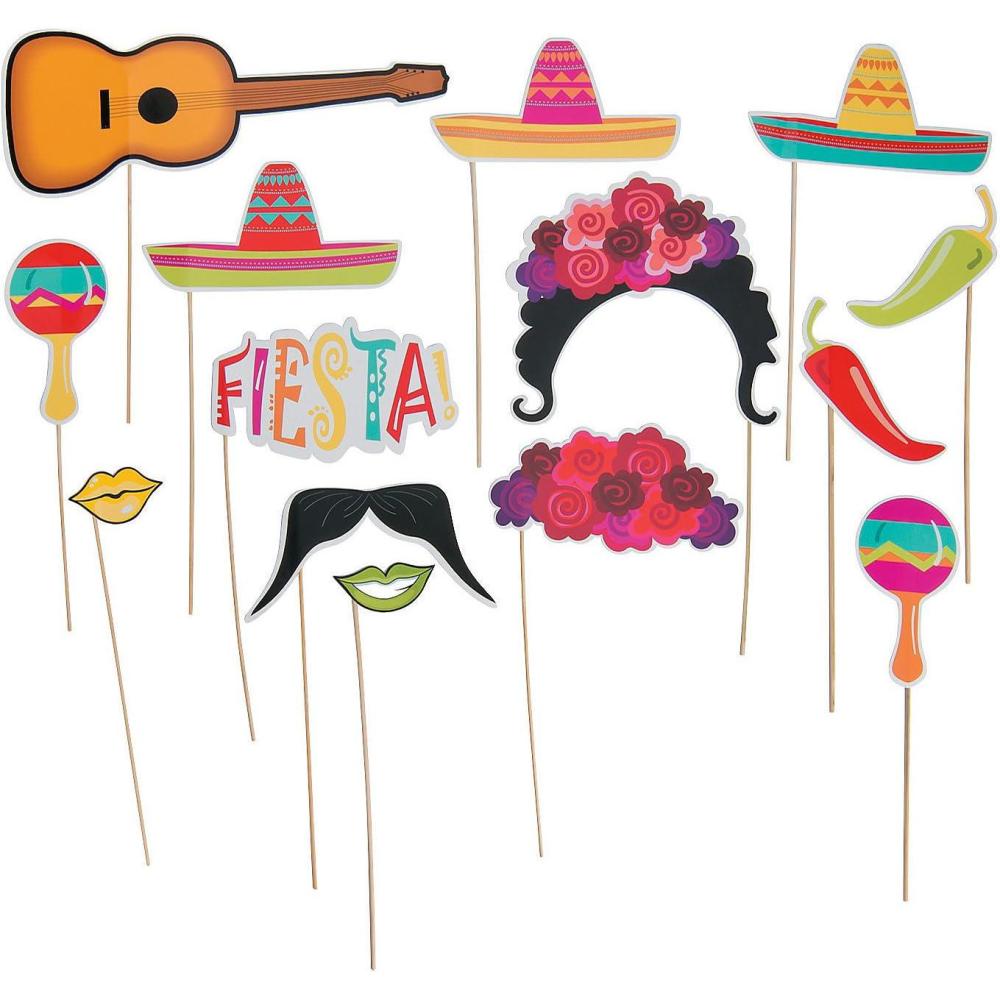 image:imageFun Express Fiesta Photo Props for Cinco de Mayo Apparel Accessories Costume Accessories Costume Props Cinco de Mayo 12 Pieces