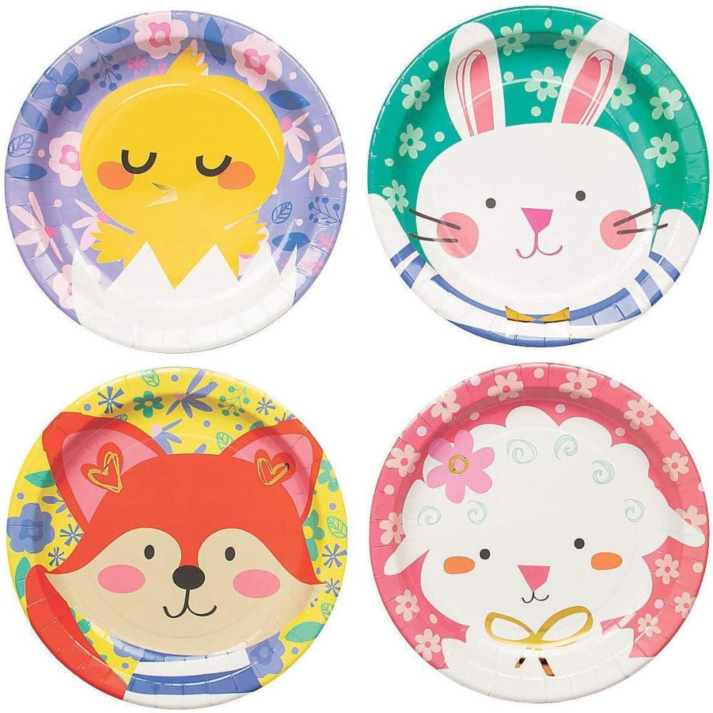 image:imageFun Express Cute Easter Animal Friends Paper Dinner Plates Easter Themed Disposable Round Dessert Plates Tableware for Birthday Easter Baby Bridal Shower Cinco de Mayo Party Supplies 8 Pieces