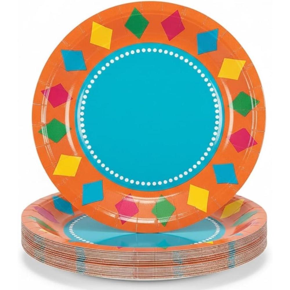 image:imageFun Express Fiesta Party Paper Dessert Plates for Cinco De Mayo  Disposable Print Tableware Dessert Plates  Print Plates amp Bowls Thanksgiving Parties and Festivities Party Supplies  8 Pieces