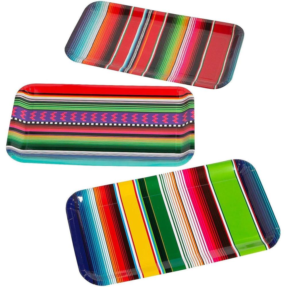 image:imageFun Express Fiesta Serape Paper Trays  Colorful Party Supplies for Cinco de Mayo MexicanThemed Celebrations amp Taco Nights  Perfect for Serving Snacks Treats and More  3 Pieces