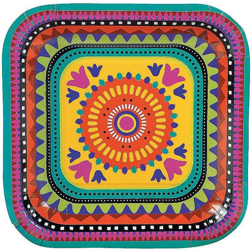 image:imageFun Express Fiesta Square Paper Dessert Plate for Cinco de Mayo  Disposable Print Tableware Dessert Plates  Print Plates amp Bowls Thanksgiving Parties and Festivities Party Supplies  8 Pieces