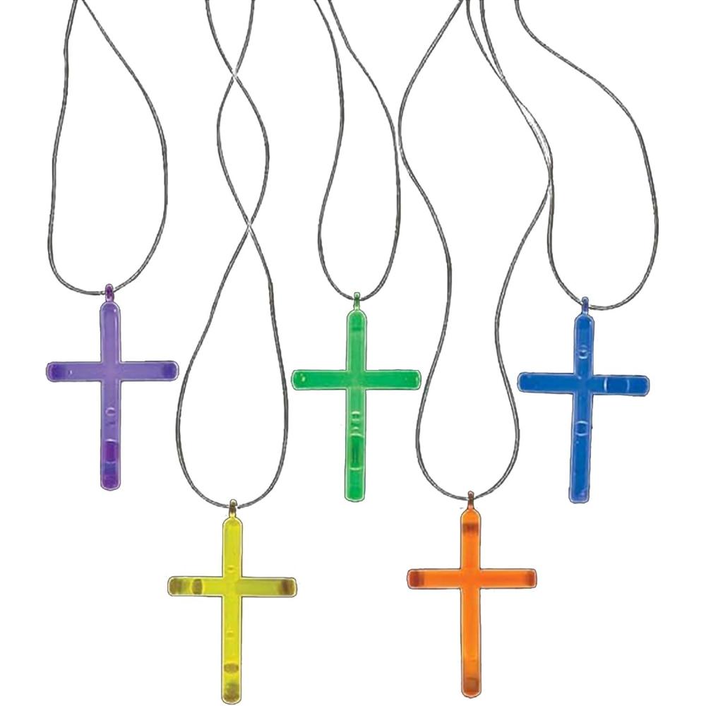image:imageFun Express Glow Stick Cross Necklaces Religious Party Favors and Giveaways VBS Vacation Bible School SuppliesDecor 50 Pieces