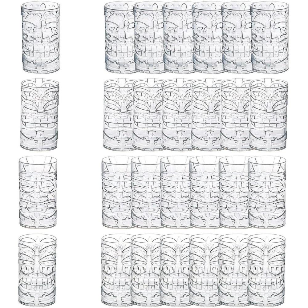 image:imageFun Express Tiki Cups Plastic Clear Tiki Glasses for Cocktails  24 Pack Bulk Hawaiian Party Supplies  14oz Tiki Mugs for Luau Party Supplies amp Tropical Tiki Bar Accessories  BPAFree Drinkware