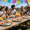 Fun Express Fiesta Party Paper Dessert Plates for Cinco De Mayo – Disposable Print Tableware Dessert Plates – Print Plates & Bowls Thanksgiving Parties and Festivities Party Supplies – 8 Pieces