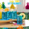 Fun Express Tiki Cups Plastic Clear Tiki Glasses for Cocktails – 24 Pack Bulk Hawaiian Party Supplies | 14oz Tiki Mugs for Luau Party Supplies & Tropical Tiki Bar Accessories | BPA-Free Drinkware