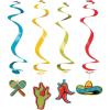 Fun Express – Fiesta Dangling Swirls for Cinco de Mayo – Party Decor – Hanging Decor – Spirals & Swirls – Cinco de Mayo – 12 Pieces