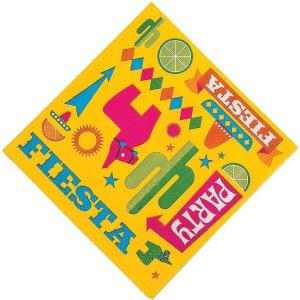 Fiesta Party Beverage Napkins for Cinco de Mayo (Set of 16) Party Supplies, Southwest Decoration Accessories