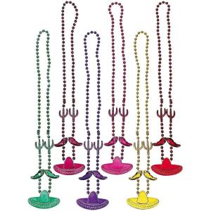Fun Express – Fiesta Bead Necklaces for Cinco de Mayo – Jewelry – Mardi Gras Beads – Misc Mardi Gras Beads – Cinco de Mayo – 12 Pieces