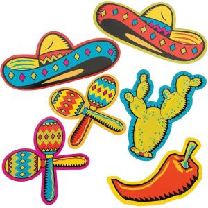 Fun Express – Fiesta Cardboard Cutouts (6pc) for Cinco de Mayo – Party Decor – Wall Decor – Cutouts – Cinco de Mayo – 6 Pieces