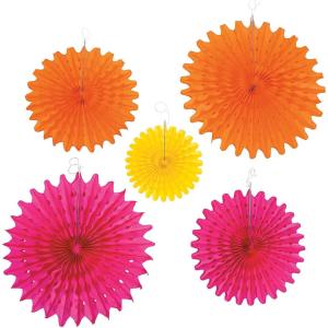Fun Express – Fiesta Party Tissue Fans for Cinco de Mayo – Party Decor – Hanging Decor – Misc Hanging Decor – Cinco de Mayo – 12 Pieces