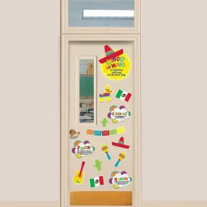 Fun Express Cinco de Mayo Door Decor Kit – Colorful and Educational Decorations for Classroom, Home, & Office – Perfect for Celebrating Mexican Heritage, Parties, and Festive Events – 13 Pieces