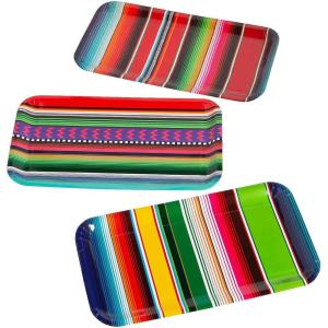 Fun Express Fiesta Serape Paper Trays – Colorful Party Supplies for Cinco de Mayo Mexican-Themed Celebrations & Taco Nights – Perfect for Serving Snacks Treats and More – 3 Pieces
