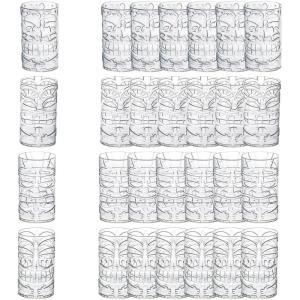 Fun Express Tiki Cups Plastic Clear Tiki Glasses for Cocktails – 24 Pack Bulk Hawaiian Party Supplies | 14oz Tiki Mugs for Luau Party Supplies & Tropical Tiki Bar Accessories | BPA-Free Drinkware