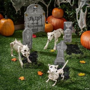 Bad Dog Skeleton Cemetery Halloween Decorating Kit – 4 Pieces